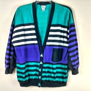 SB Sport 100%Cotton Colorful Striped Button Down Cardigan(XL)